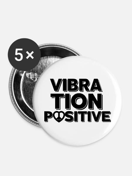 T-Shirt positive Vibration. - Buttons groß 56 mm (5er Pack) - Weiß