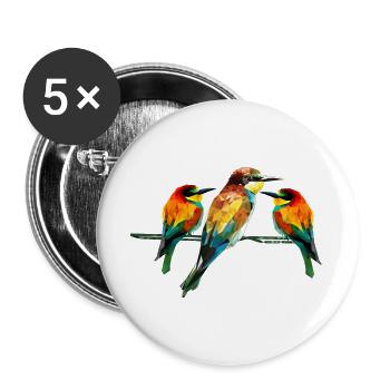 Geometric Kingfisher Trio - Buttons large 2.2''/56 mm (5-pack) - white - Front