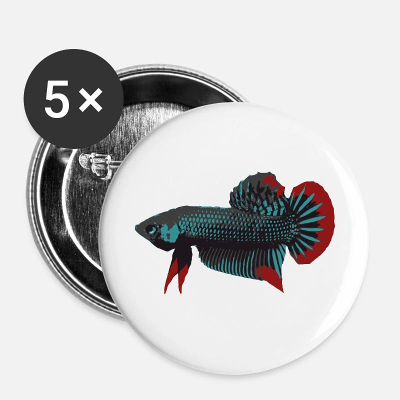 Peaceful battlefish (Imbellis) - Buttons large 2.2''/56 mm (5-pack) - white