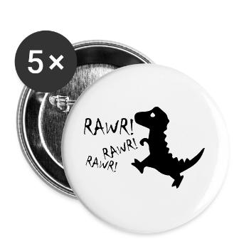 Dinosaurier Dino - Buttons groß 56 mm (5er Pack) - Weiß - Vorne