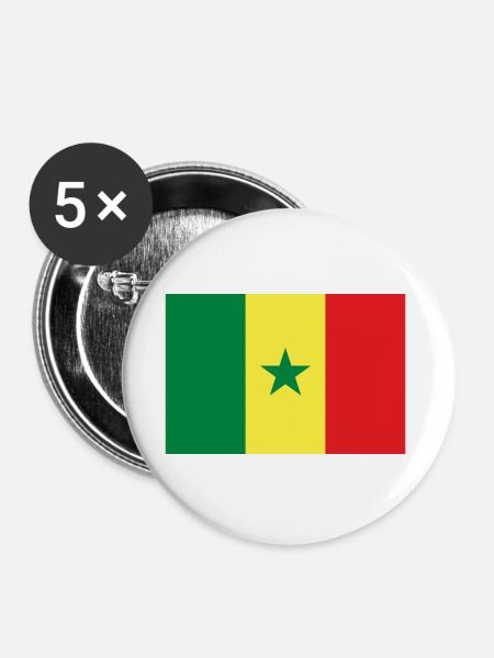 Senegalflagge - Buttons groß 56 mm (5er Pack) - Weiß