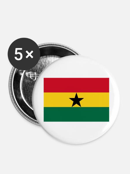 Ghana-Flagge - Buttons groß 56 mm (5er Pack) - Weiß