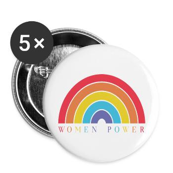 Women Power - Frauenrechte - Buttons groß 56 mm (5er Pack) - Weiß - Vorne
