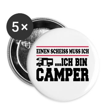 Scheiss muss ich Camping Camper - Buttons groß 56 mm (5er Pack) - Weiß - Vorne