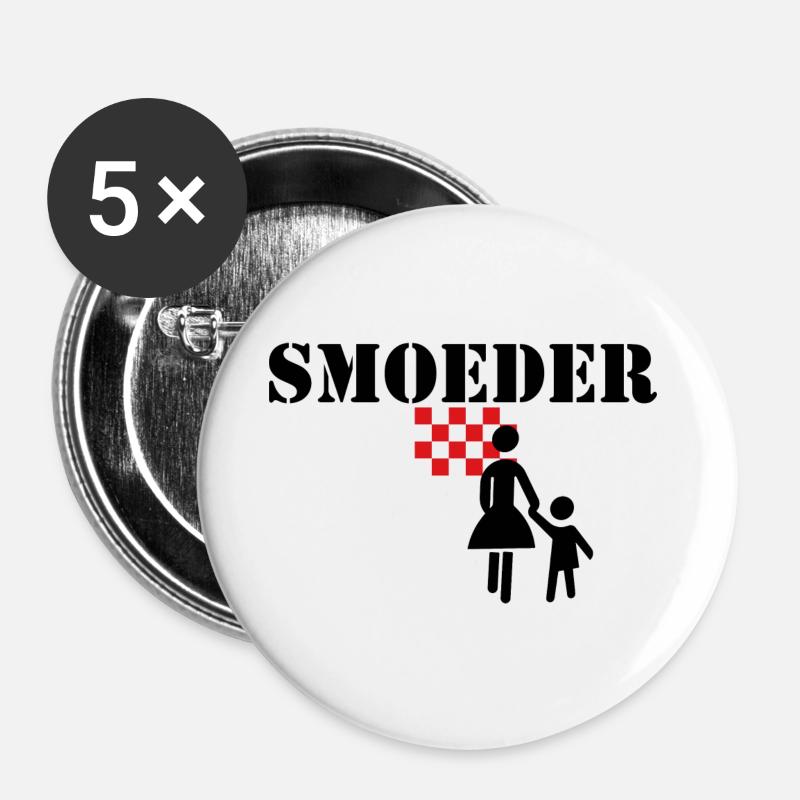 smoeder, Ons moeder, brabant print - Buttons large 2.2''/56 mm (5-pack) - white