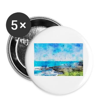 Wasserfarben Bild von Hunderten von Möwen - Buttons large 2.2''/56 mm (5-pack) - white - Front