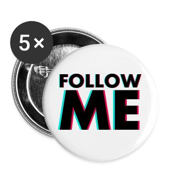 Follow me tiktok RVB - Lot de 5 grands badges (56 mm) - blanc - Devant