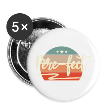 Père-Fect Rétro Fête Des Pères Humour Cadeau Papa - Lot de 5 grands badges (56 mm) - blanc - Devant