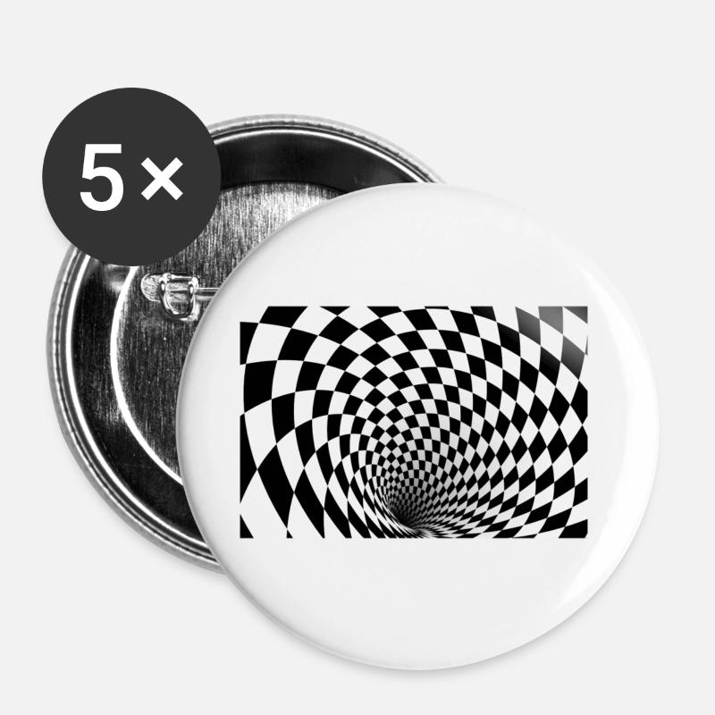 Optical Illusion 3D - Buttons groß 56 mm (5er Pack) - Weiß