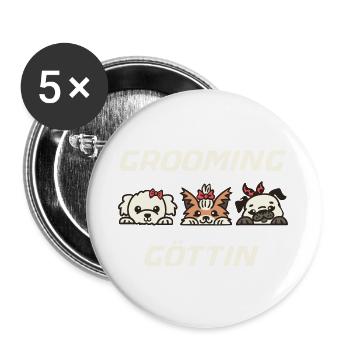 Dames Grooming motif de déesse pour chien coiffeur, chien - Lot de 5 grands badges (56 mm) - blanc - Devant