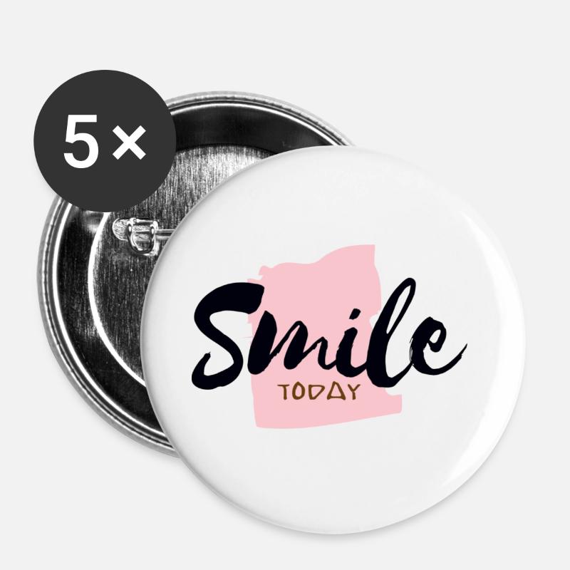 smile today - Buttons large 2.2''/56 mm (5-pack) - white