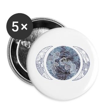 Phases de la lune - Lot de 5 grands badges (56 mm) - blanc - Devant