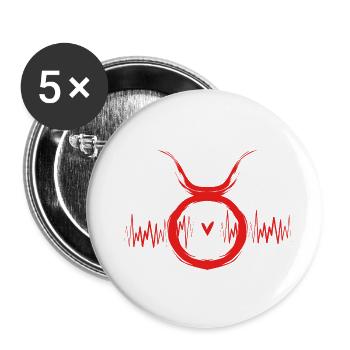 Taureau Signe du zodiaque - Lot de 5 grands badges (56 mm) - blanc - Devant