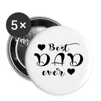 Meilleur papa de tous les temps, fête des pères, meilleur papa, papa - Lot de 5 grands badges (56 mm) - blanc - Devant