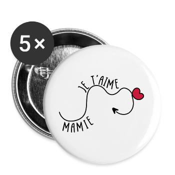 Mamie je t'aime ! - Lot de 5 grands badges (56 mm) - blanc - Devant
