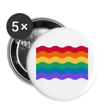 Wavy rainbow gay pride flag - Buttons large 2.2''/56 mm (5-pack) - white - Front