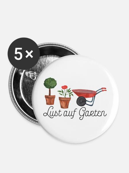 Lust auf Garten - Buttons groß 56 mm (5er Pack) - Weiß