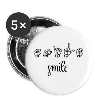 smile - DGS Streetwear - Buttons groß 56 mm (5er Pack) - Weiß - Vorne