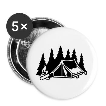 Camping tente feu de camp forêt tentes - Lot de 5 grands badges (56 mm) - blanc - Devant