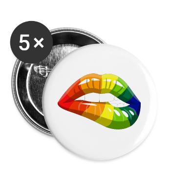 Pride Lips - Buttons groß 56 mm (5er Pack) - Weiß - Vorne