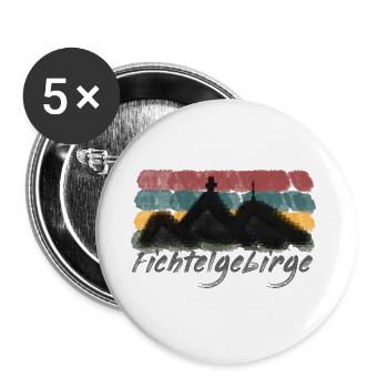 Fichtelgebirge Wasserfarben Schneeberg Ochsenkopf - Buttons groß 56 mm (5er Pack) - Weiß - Vorne