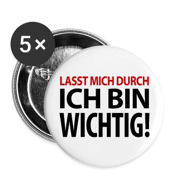 Lasst mich durch ich bin wichtig Chef Boss Kapitän - Buttons groß 56 mm (5er Pack) - Weiß - Vorne