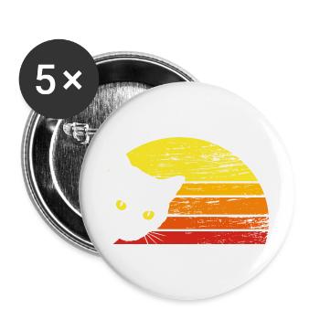 vintage cat - Buttons groß 56 mm (5er Pack) - Weiß - Vorne