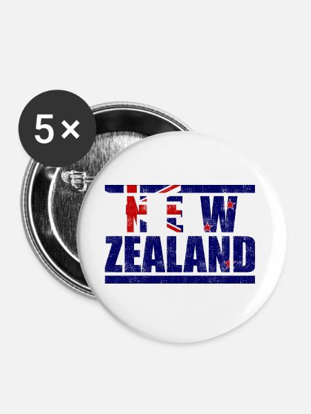Neuseeland - Buttons groß 56 mm (5er Pack) - Weiß