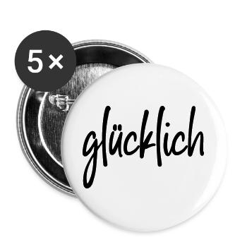 glücklich - Buttons groß 56 mm (5er Pack) - Weiß - Vorne