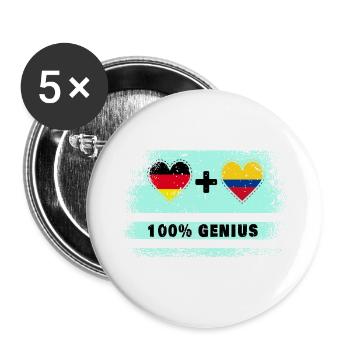 Allemagne et Colombie 100 % Genial / Cadeau - Lot de 5 grands badges (56 mm) - blanc - Devant