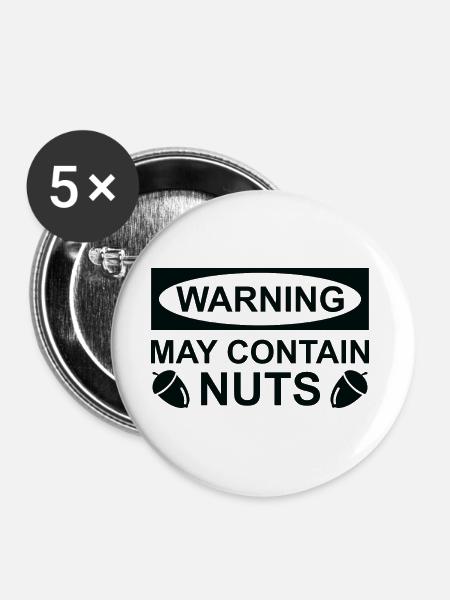 Kann Nüsse enthalten - Buttons groß 56 mm (5er Pack) - Weiß