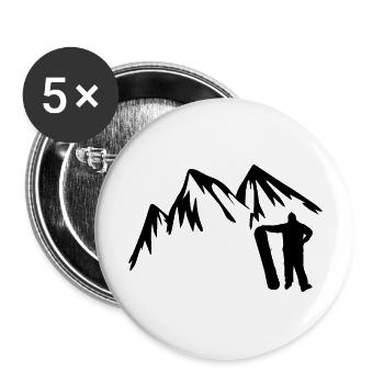 Snowboard Snowboarder - Buttons groß 56 mm (5er Pack) - Weiß - Vorne