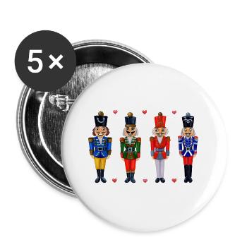FOUR FUNNY NUTCRACKERS - Buttons large 2.2''/56 mm (5-pack) - white - Front