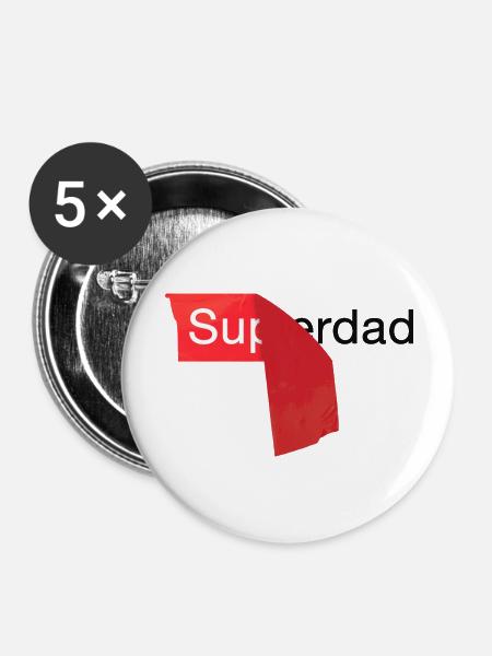 Superdad Papa Vater - Buttons groß 56 mm (5er Pack) - Weiß