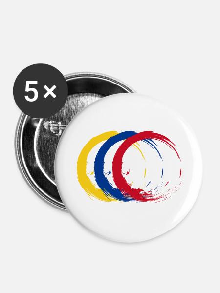 Flagge Kolumbien - Buttons groß 56 mm (5er Pack) - Weiß