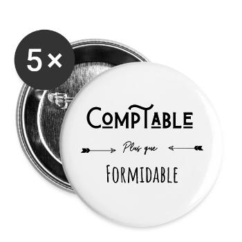 Comptable plus que formidable humour citation - Lot de 5 grands badges (56 mm) - blanc - Devant