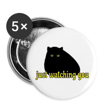black cat is watching you - Buttons groß 56 mm (5er Pack) - Weiß - Vorne