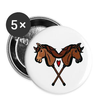 hobby horsing love hobby horse hobby horse - Buttons large 2.2''/56 mm (5-pack) - white - Front