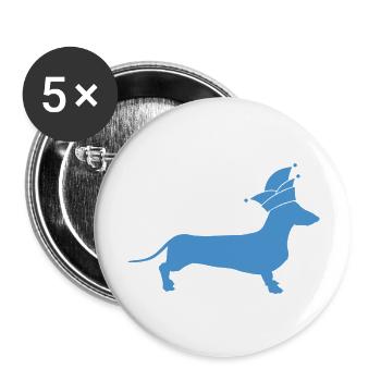 Dackel Alaaf - Buttons groß 56 mm (5er Pack) - Weiß - Vorne
