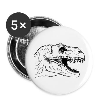 Tyrannosaure Rex T-Rex - Lot de 5 grands badges (56 mm) - blanc - Devant