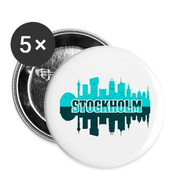 Stockholm Skyline - Buttons groß 56 mm (5er Pack) - Weiß - Vorne