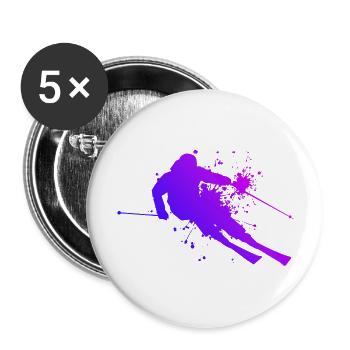 Skiing Skiing Ski Women Skiers Stunt Ski - Buttons large 2.2''/56 mm (5-pack) - white - Front