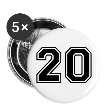 Nummer 20 Team Football Baseball Basketball University - Buttons groß 56 mm (5er Pack) - Weiß - Vorne