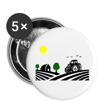Ferme de tracteurs - Lot de 5 grands badges (56 mm) - blanc - Devant