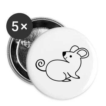Maus - Buttons groß 56 mm (5er Pack) - Weiß - Vorne