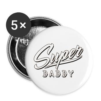 super papa maman maman papa maman maman bébé - Lot de 5 grands badges (56 mm) - blanc - Devant