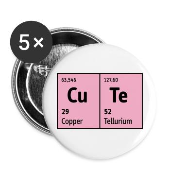 Periodensystem der Elemente CuTe süß niedlich nett - Buttons groß 56 mm (5er Pack) - Weiß - Vorne