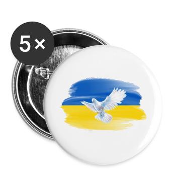 Solidarity and a dove of peace for Ukraine - Buttons large 2.2''/56 mm (5-pack) - white - Front