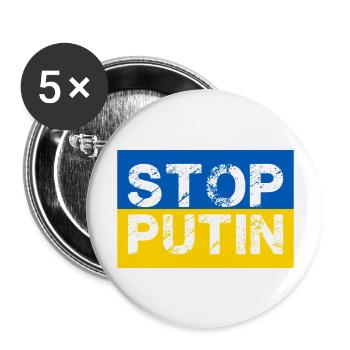 Arrêtez Poutine Guerre d’Ukraine - Lot de 5 grands badges (56 mm) - blanc - Devant