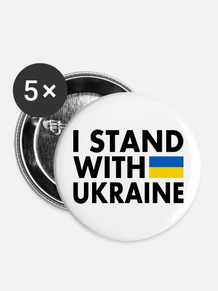 I stand with ukraine - Buttons groß 56 mm (5er Pack) - Weiß